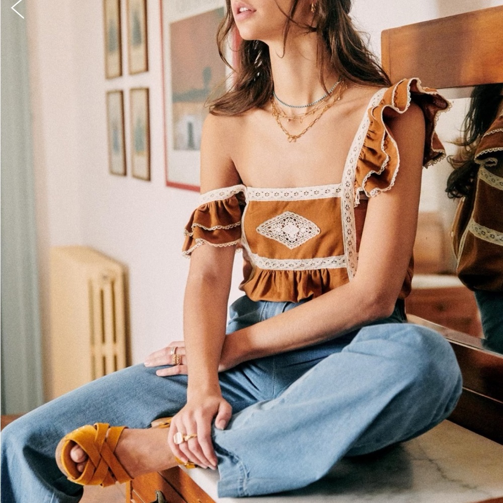 Sezane Zora Top Camel Size 38